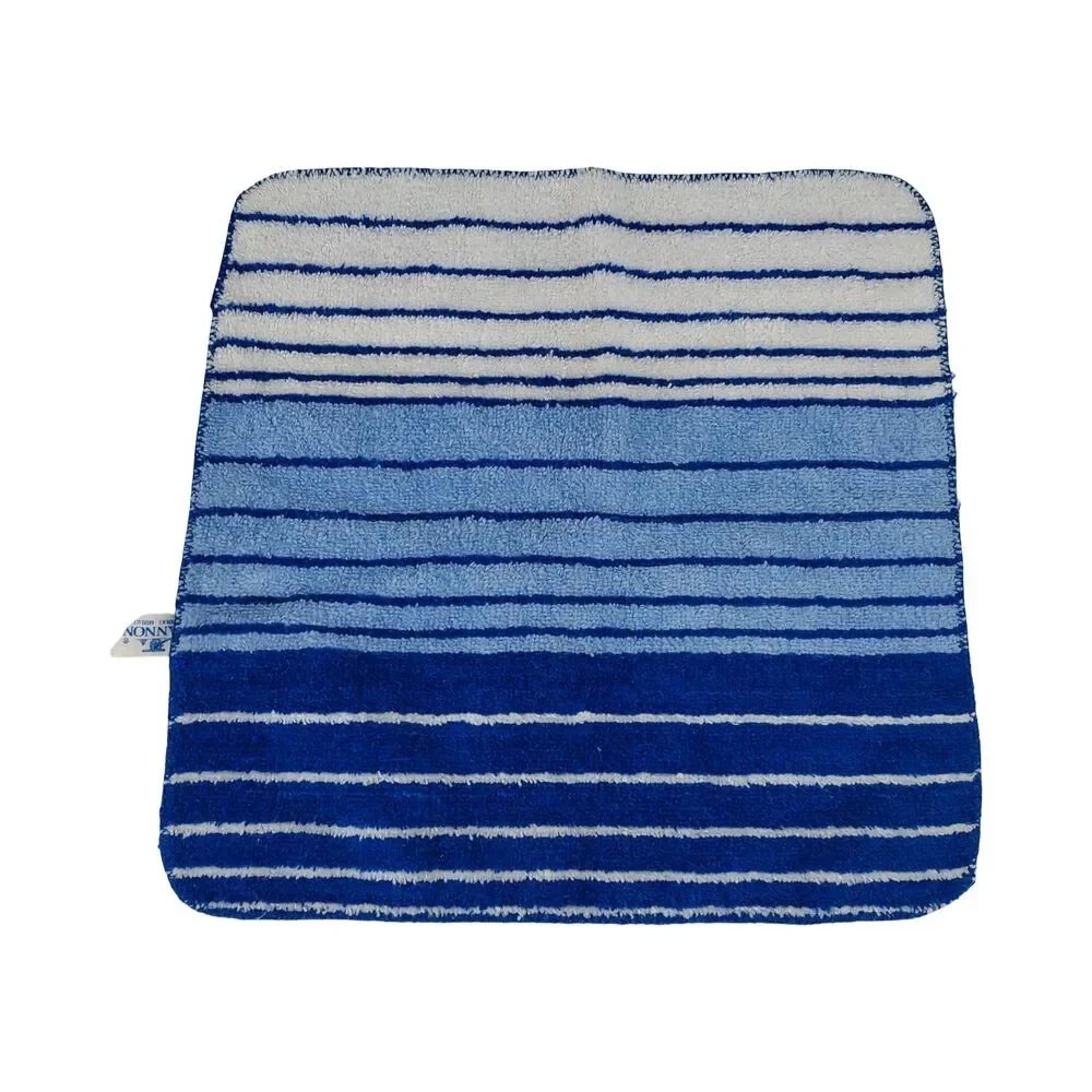 Vtg Cannon Hand Towel & Washcloth Blue White Striped Fringed USA